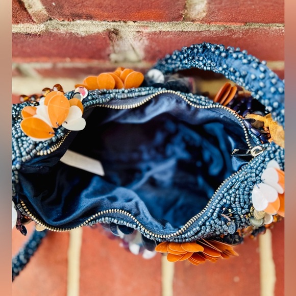 Navy Floral Sequin & Beaded Statement Shoulder Bag – Rare Viral Find ✨ - Picture 11 of 14